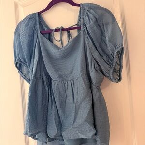Melrose and Market Blue Puff Sleeve Blouse